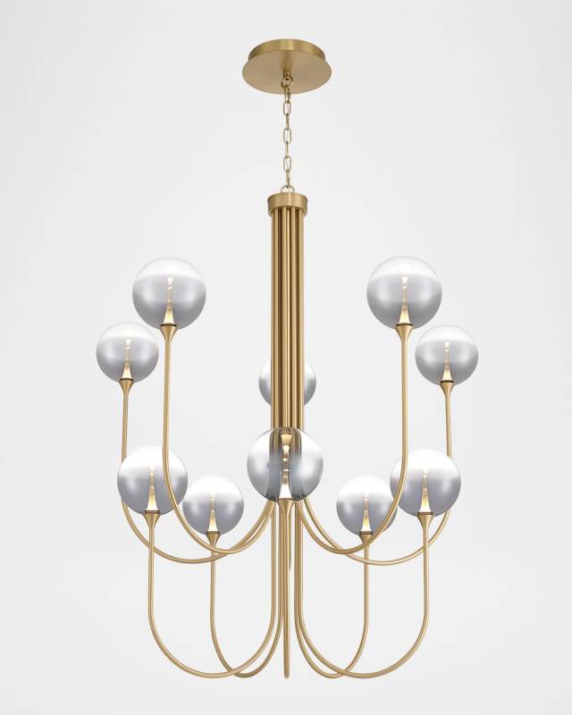 Lissa 40" Tiered 10-Light LED Chandelier, Gold/Smoke